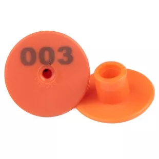 Бирка ушная LSTL двойная круглая 30 мм, оранжевая с номером, 100 шт.