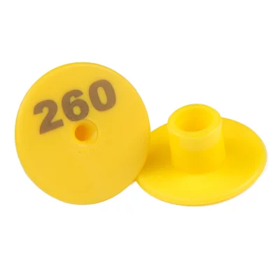 Бирка ушная LSTL двойная круглая 30 мм жёлтая с номером 100 шт.
