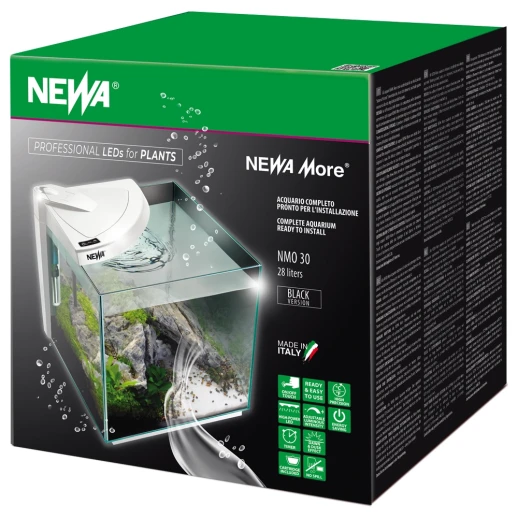 Аквариум Newa More NMO 30 Daylight LED 28 л с фильтром, нагревателем и освещением рассвет-закат, черный NEW VERSION
