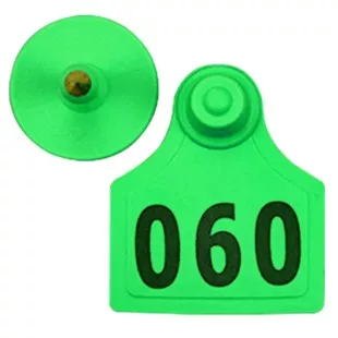 Бирка ушная LSTL двойная для КРС 40*50 мм зеленая с номером, 100 шт.