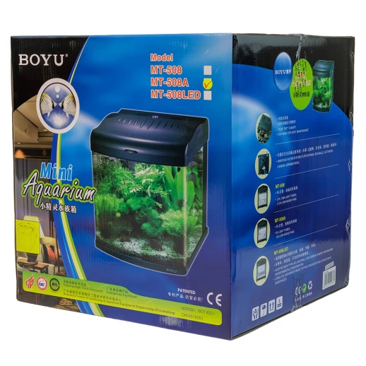 Аквариум Boyu Mini MT-508A, 80 л, с фильтром, 1 LED лампа, серый