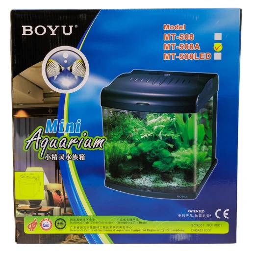 Аквариум Boyu Mini MT-508, 80 л, с фильтром, 2 LED лампы, серый