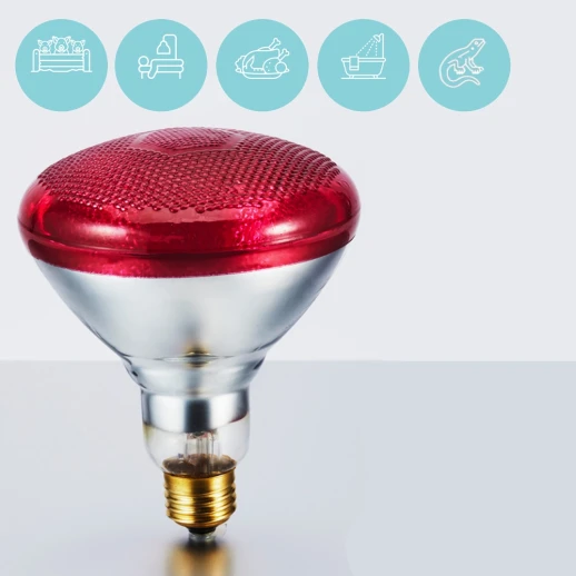 Лампа инфракрасная JK Lighting 175 Bт E27 PAR38 прессованное стекло красная