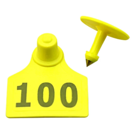 Бирка двойная для КРС 90*70 мм жёлтая с номером 100 шт.