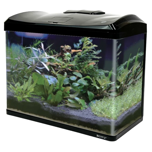 Аквариум Boyu EC-600 панорамный, 66 л, с фильтром и LED-лампой, черный