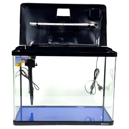 Аквариум Boyu EC-600 панорамный, 66 л, с фильтром и LED-лампой, черный