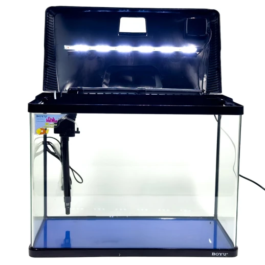 Аквариум Boyu EC-600 панорамный, 66 л, с фильтром и LED-лампой, черный