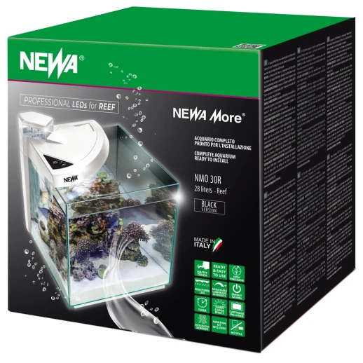 Аквариум Newa More reef NMO 30R Daylight LED, 28 л, с фильтром, скиммером, нагревателем и освещением рассвет-закат, черный NEW VERSION