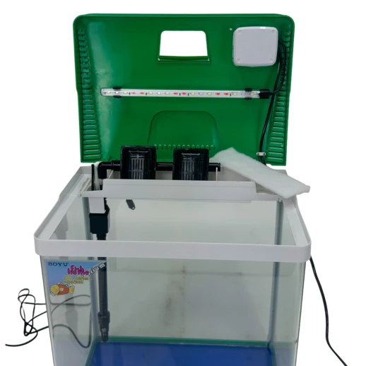 Аквариум Boyu EC-400 панорамный, 33 л, с фильтром и LED-лампой, зеленый