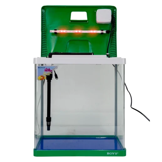 Аквариум Boyu EC-400 панорамный, 33 л, с фильтром и LED-лампой, зеленый