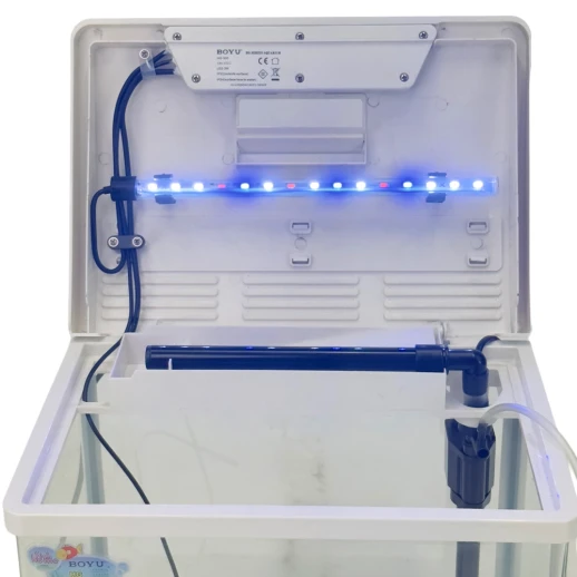 Аквариум Boyu HG-300 панорамный 22 л, LED освещение, дисплей, фильтры, белый