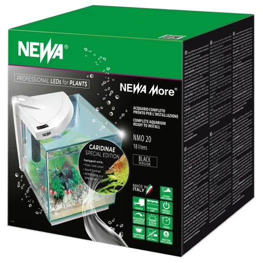 Креветочник Newa More Сaridinae NMO 20 CRNE Daylight LED 18 л с крышкой, фильтром, нагревателем, освещением рассвет-закат, черный NEW VERSION
