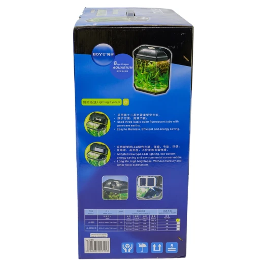 Аквариум Boyu LJ-380 25 л с системой фильтрации и освещением, черный