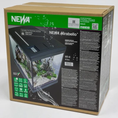 Аквариум Newa Mirabello MIR 40 LED, 40 л, с фильтром, нагревателем и освещением рассвет-закат, белый NEW VERSION