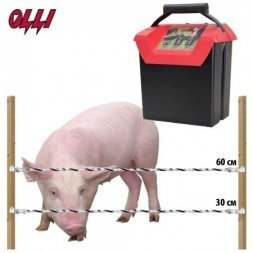 Комплект OLLI 9.07B электропастух для свиней 9В/12В на 500 м