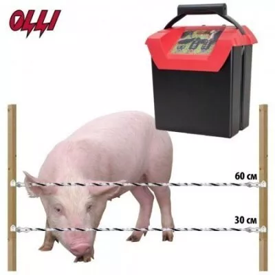 Комплект OLLI 9.07B электропастух для свиней 9В/12В на 500 м