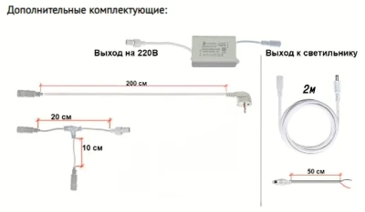 Удлинитель 100 см для подключения драйверов к сети 220 вольт