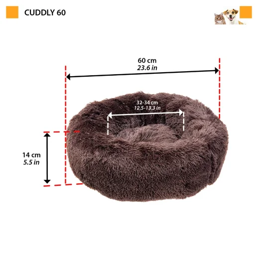 Ferplast CUDDLY 60: схема размеров производителя. Цвет на схеме демонстрационный.