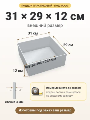 Поддон 31х29х12 см пластиковый из полипропилена, под заказ