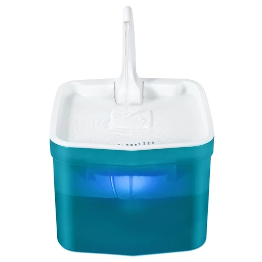 Автопоилка фонтан Petwant PW-111 2 л с подсветкой и краном для кошек и собак зеленый