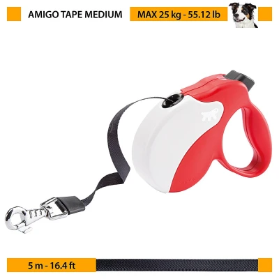 Рулетка Ferplast AMIGO MEDIUM лента со сменной крышкой корпуса красно-белая