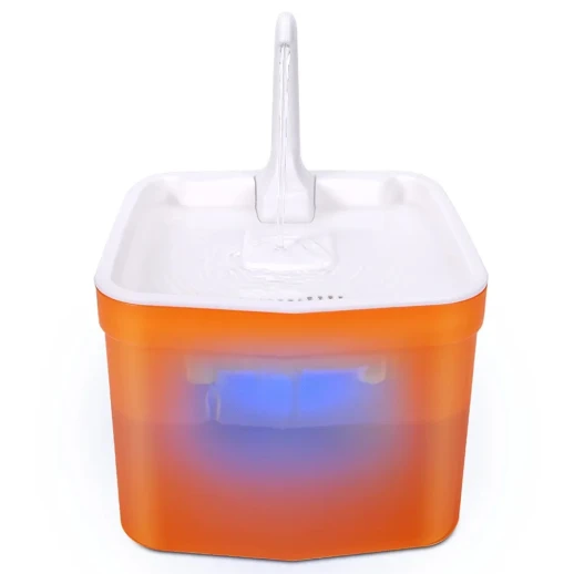 Автопоилка фонтан Petwant PW-111 2 л с подсветкой и краном для кошек и собак оранжевый