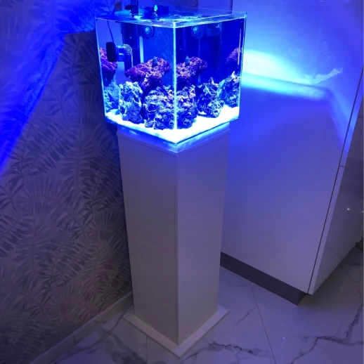 Аквариум с тумбой Newa More reef NMO 30RW Daylight LED, 28 л, с фильтром, скиммером, нагревателем и освещением рассвет-закат, белый NEW VERSION