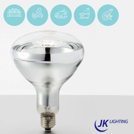 Лампа инфракрасная JK Lighting 175 Bт E27 R125 закаленное стекло прозрачная