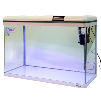 Аквариум Boyu Suspension XF-80, 128 л, панорамный, сенсорный LED светильник и фильтр, белый