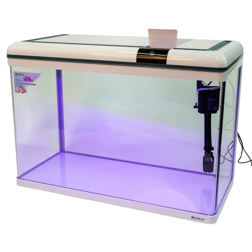 Аквариум Boyu Suspension XF-80, 128 л, панорамный, сенсорный LED светильник и фильтр, белый