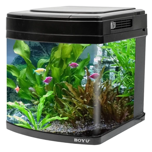 Аквариум Boyu Happy Family HS-45A панорамный, 65 л, с фильтром, УФ-стерилизатором и освещением, черный