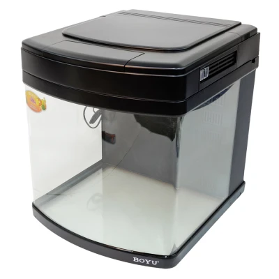 Аквариум Boyu Happy Family HS-45A панорамный, 65 л, с фильтром, УФ-стерилизатором и освещением, черный