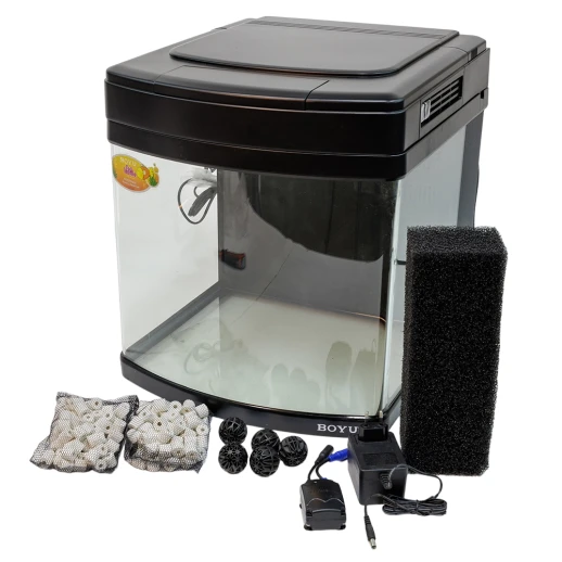 Аквариум Boyu Happy Family HS-45A панорамный, 65 л, с фильтром, УФ-стерилизатором и освещением, черный