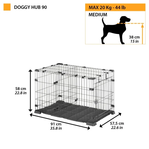 Клетка для собак Ferplast DOGGY HUB 90 без дна с подушкой