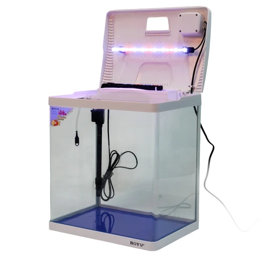 Аквариум с тумбой Boyu EC-400 панорамный, 33 л, с фильтром и LED-лампой, белый