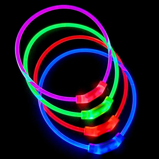 Ошейник светящийся светодиодный для собак с USB зарядкой 55 см прозрачный с красным