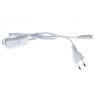 Белый сетевой провод 100 см с выключателем для подключения драйвера